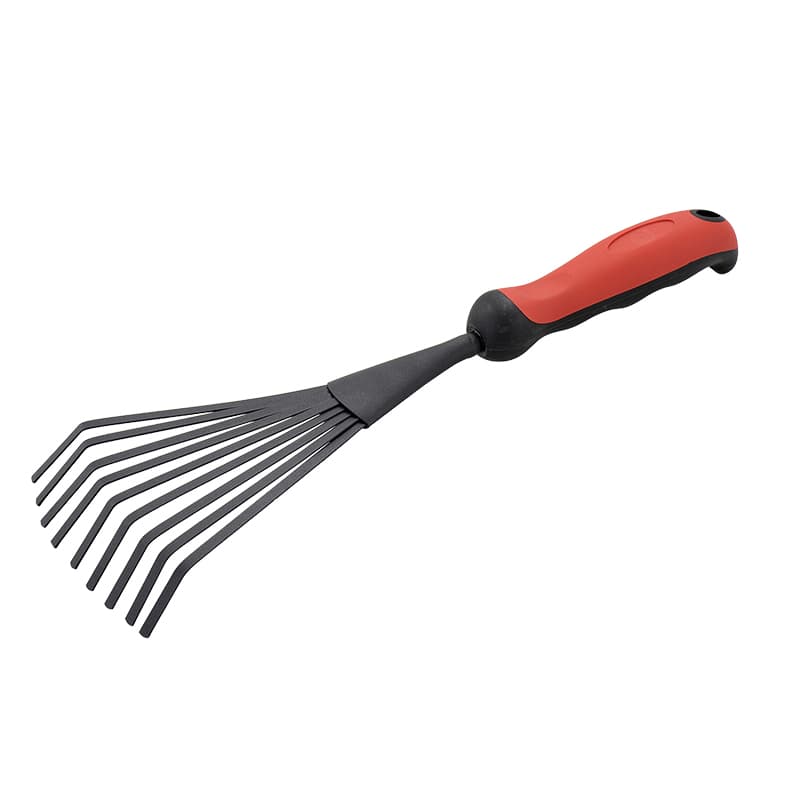 K603N Garden Grass Rake 9-Tine High-Carbon Steel PP+TPR Handle 14 Inch Custom Logo | Sunwell Tools