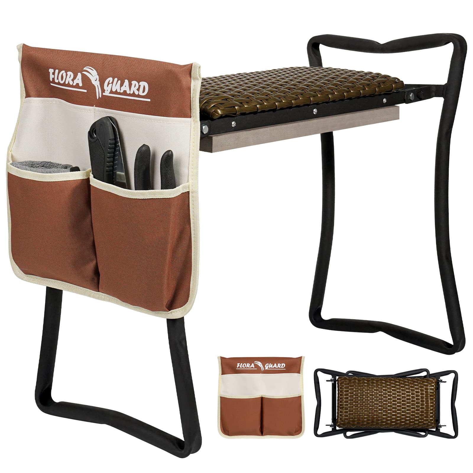 T2005B Garden Kneeling Cushion Chair Heavy Duty Carbon Steel Rattan Cushion Custom Logo | Sunwell Tools